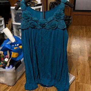 Elegant Teal Floral Tank Top